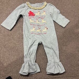 Gray Kids One Piece with Reindeer Design